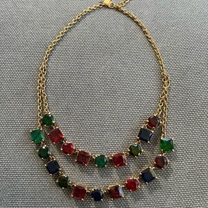 Kate Spade Gold Tone Multicolor Gemstone Layered Necklace